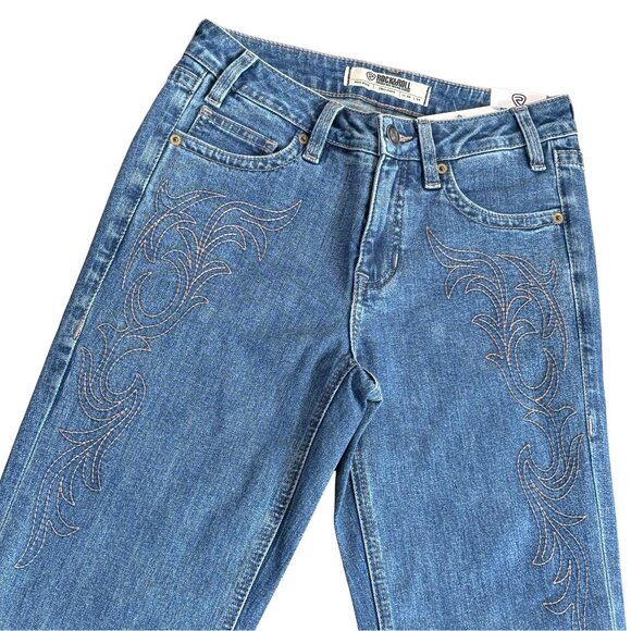 NEW Rock & Roll Denim Midrise Western Embroidered Trousers (26x34) - Picture 2 of 6